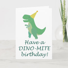 Cartão Simples Dino-Mite Dinossaur Birthday Hat T-Rex