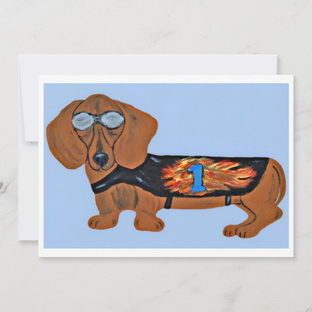 Cartão Simples do Dachshund com Jaqueta de Corrida (Frente)