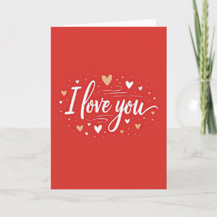 Cartão Simples Eu Te Amo com Corações Dourados