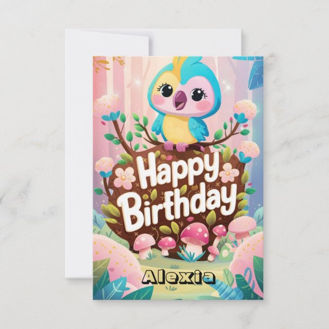 Cartão Simples Fiesta Parrot Digital Birthday (Frente)