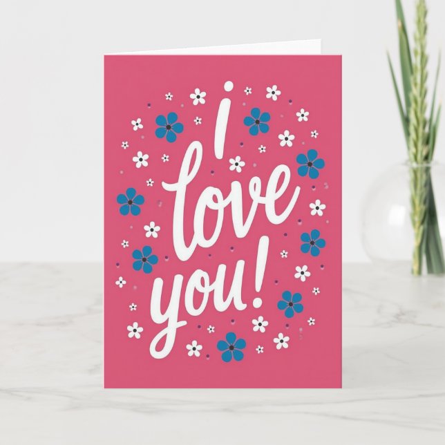 Cartão Simples Floral Eu Te Amo (Frente)