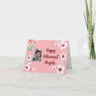 Cartão Simples Fotos Florais Cor-de-Rosa para Feliz Apose