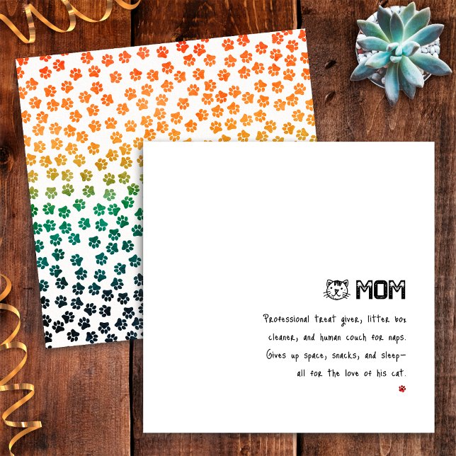 Cartão Simples Retro Sunset Cat Paws Engraçado Gato Cartã (Criador carregado)