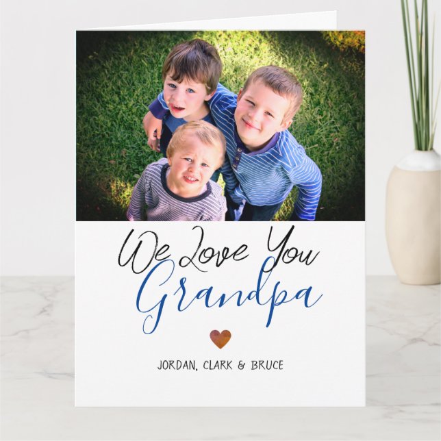 Cartão simplesmente Feliz Dia dos Pais, avô duas fotos   (Frente)