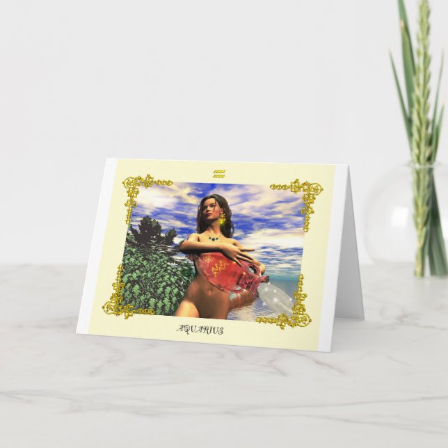 CARTÃO SINAIS DE ANIVERSÁRIO ZODIÁTICOS / AQUÁRIO (Frente)