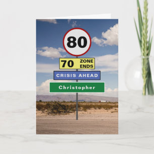 Cartão Sinais engraçados de humor de aniversário de 80