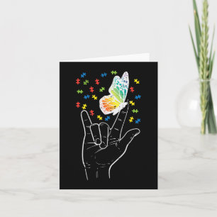 Cartão Sinal De Amor Asl Borboleta Puzzle Conscientização