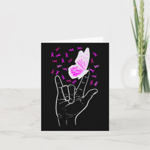 Cartão Sinal de Amor Borboleta Cancer de Mama Consciência