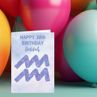 Sinal de Aquário Fofo Aniversário Feliz Roxo Perso