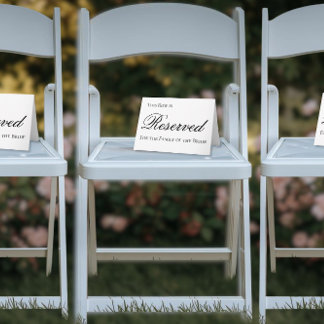 Cartão Sinal de Assento Reservado Elegante para Casamento