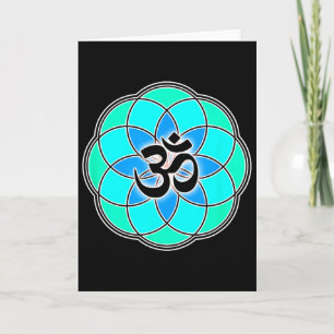 Cartão Sinal de Aum Yoga Meditação Semente da Vida Flor d