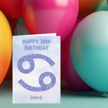 Sinal de Câncer Fofo Aniversário Feliz Roxo Person