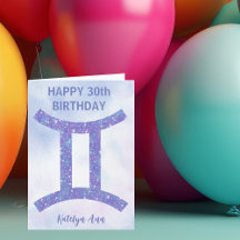 Sinal de Gêmeos Fofo Aniversário Feliz Roxo Person
