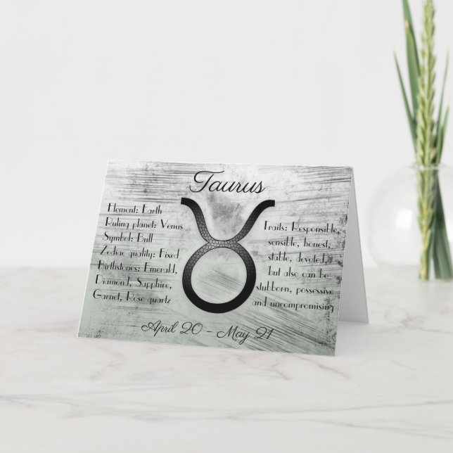 Cartão Sinal de Horoscópio Taurus Bull Feliz Aniversário (Frente)
