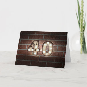Cartão sinal de luz aniversário de 40 anos-marquee no ti
