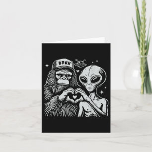 Cartão Sinal de mão do coração de Bigfoot e alienígena en