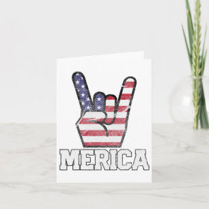 Cartão Sinal de Merica Rock On 4 de Julho Vintage Bandeir
