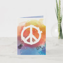Cartão Sinal de Paz com aquarela - pequeno