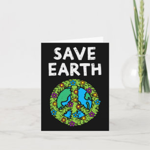 Cartão Sinal de paz da Terra para salvar flores ambientai