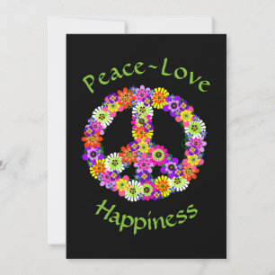 Cartão Sinal de Paz Floral Paz Amor Felicidade