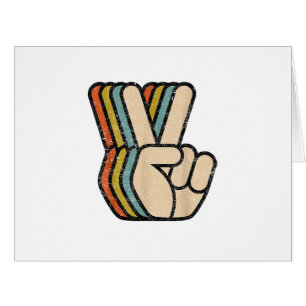 Cartão Sinal de Paz Retroativo V Dedos Vintage 60s 70s 80