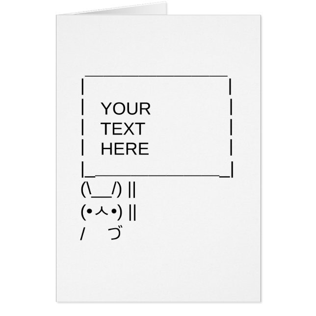 Cartão Sinal de protesto coelho/Texto ASCII personalizáve (Frente)