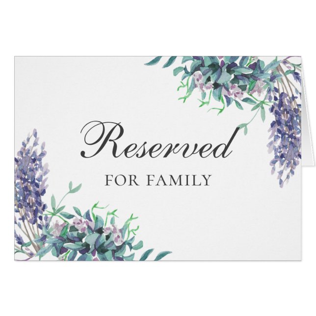 Cartão Sinal de reserva de casamento com flores roxas (Frente horizontal)