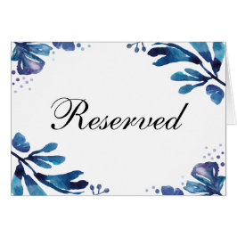 Cartão Sinal de reserva de casamento Navy. Folhas azuis d