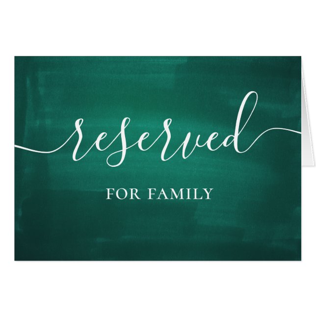 Cartão Sinal de reserva de casamento verde escuro. Rótulo (Frente horizontal)
