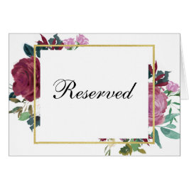 Cartão Sinal de reserva de flores Borgonha. Casamento Mar