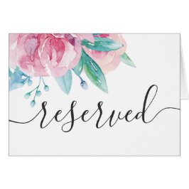 Cartão Sinal de reservado para casamento floral com rosa