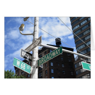 Cartão Sinal de rua Broadway W. 68th Upper West Side NYC