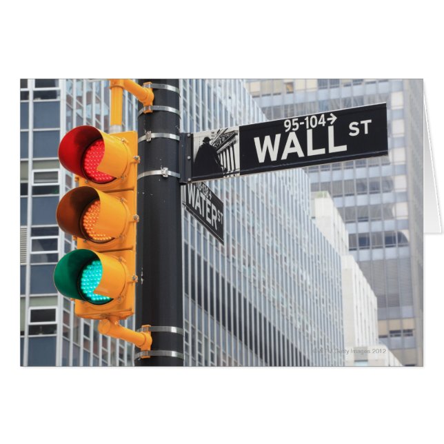 Cartão Sinal de semáforo e Wall Street (Frente Horizontal)