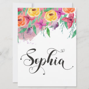Cartão Sinal de Sophia floral Calliografia Baby