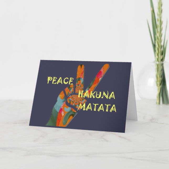 Cartão Sinal de Vibrações Hakuna Matata: Paz (Frente)