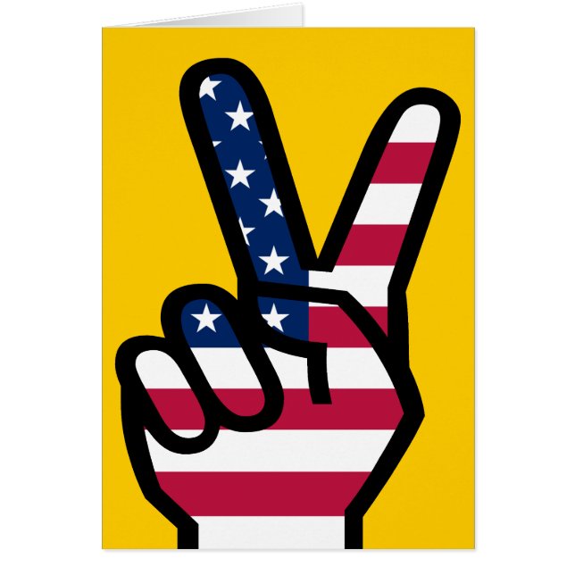 Cartão Sinal de Vitória Com Bandeira Americana (Frente)