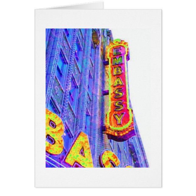 Cartão Sinal do teatro da embaixada, Fort Wayne, Indiana (Frente)