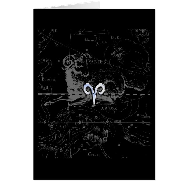 Cartão Sinal do zodíaco do Aries do estilo do cromo em (Frente)