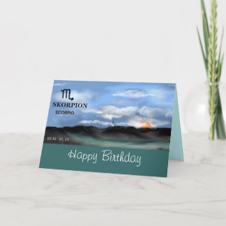Cartão Sinal do zodíaco, ESCORPIÃO - feliz aniversario