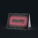 Cartão Sinal neon de 18 anos no tijolo<br><div class="desc">Sinal de neon rosa brilhante na parede urbana de tijolos escuros para parabéns de 18 anos.</div>