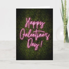 Cartão Sinal Neon Feliz Dia Galentine Dia dos Namorados