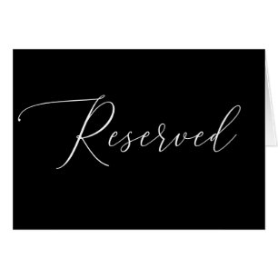 Cartão Sinal Reservado de Script Formal de Casamento Negr