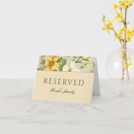 Cartão Sinal reservado para casamento de flores verdes e