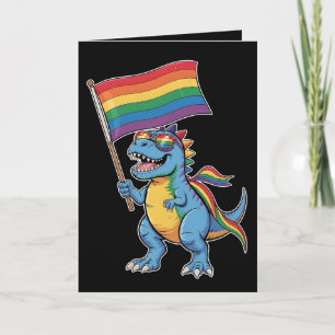 Cartão Sinalizador Arco-Íris do Dinossauro T Rex Orgulho 