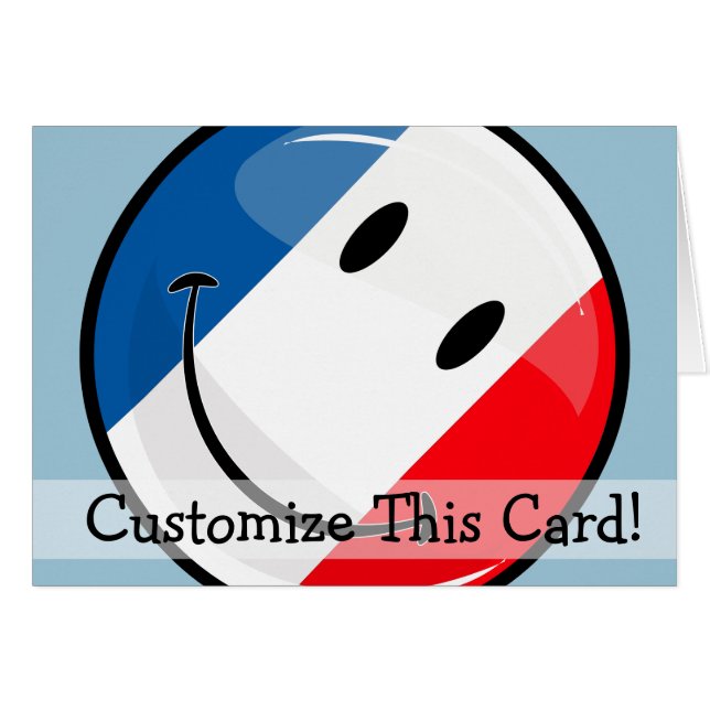 Cartão Sinalizador francês sorridente (Frente Horizontal)