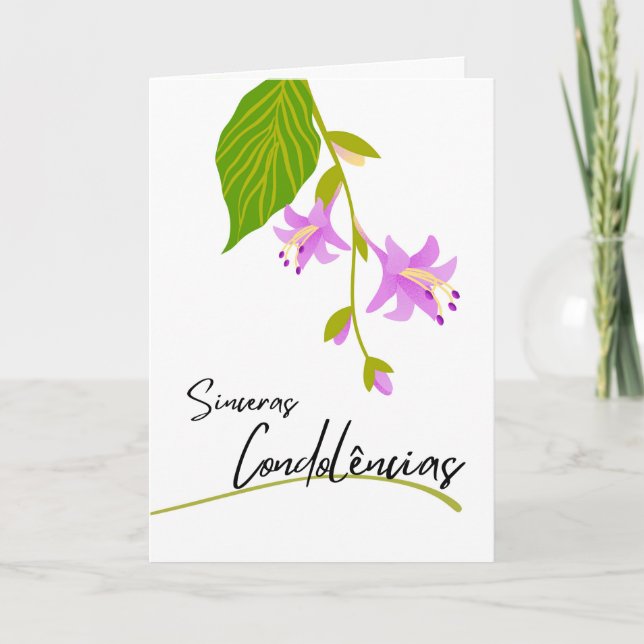 Cartão Sinceras Condolencias Simpatia em Português Hosta (Frente)