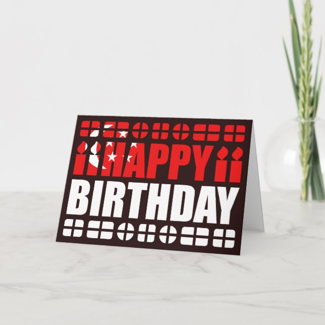 Cartão Singapore Flag Birthday Card (Frente)