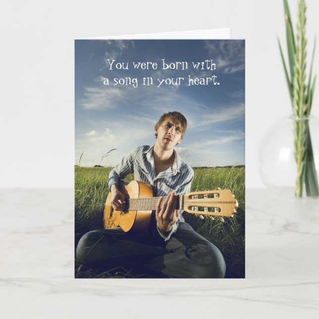 Cartão Singer Songwriter Acoustic Guitarist Birthday Card (Frente)