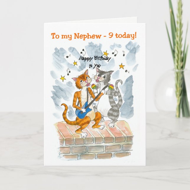 Cartão Singing Cats 9th Fun Birthday Card for a Nephew (Frente)