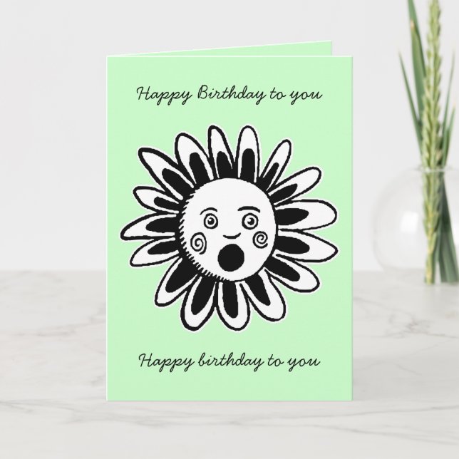 Cartão Singing Flower - Happy Birthday Song - Pale Green (Frente)